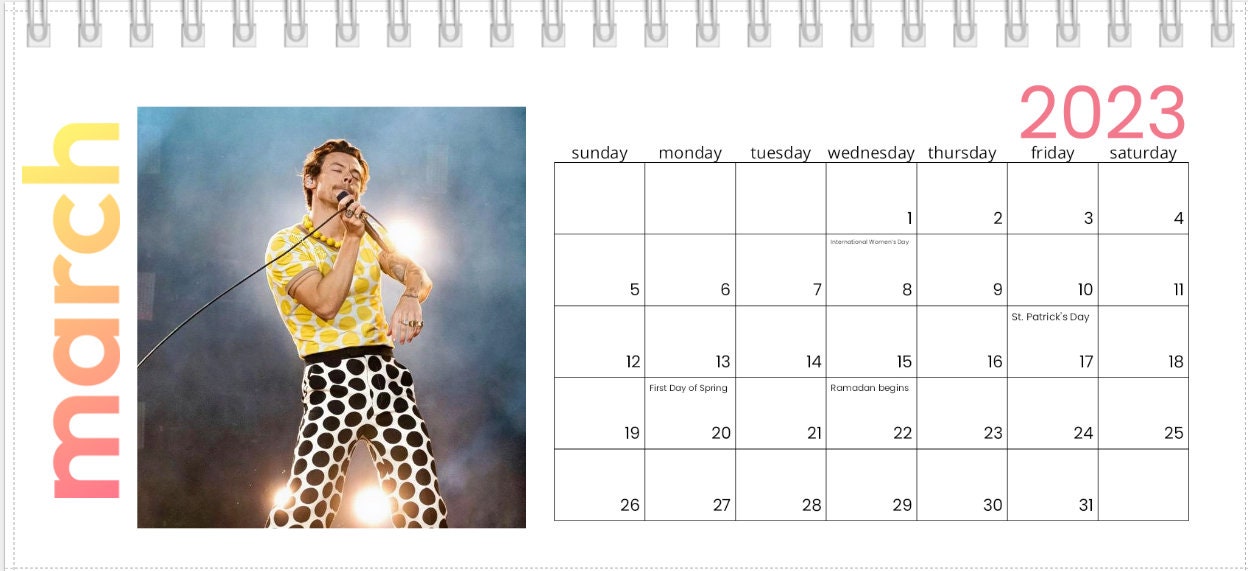 Harry Styles 2023 Desk Calendar Etsy