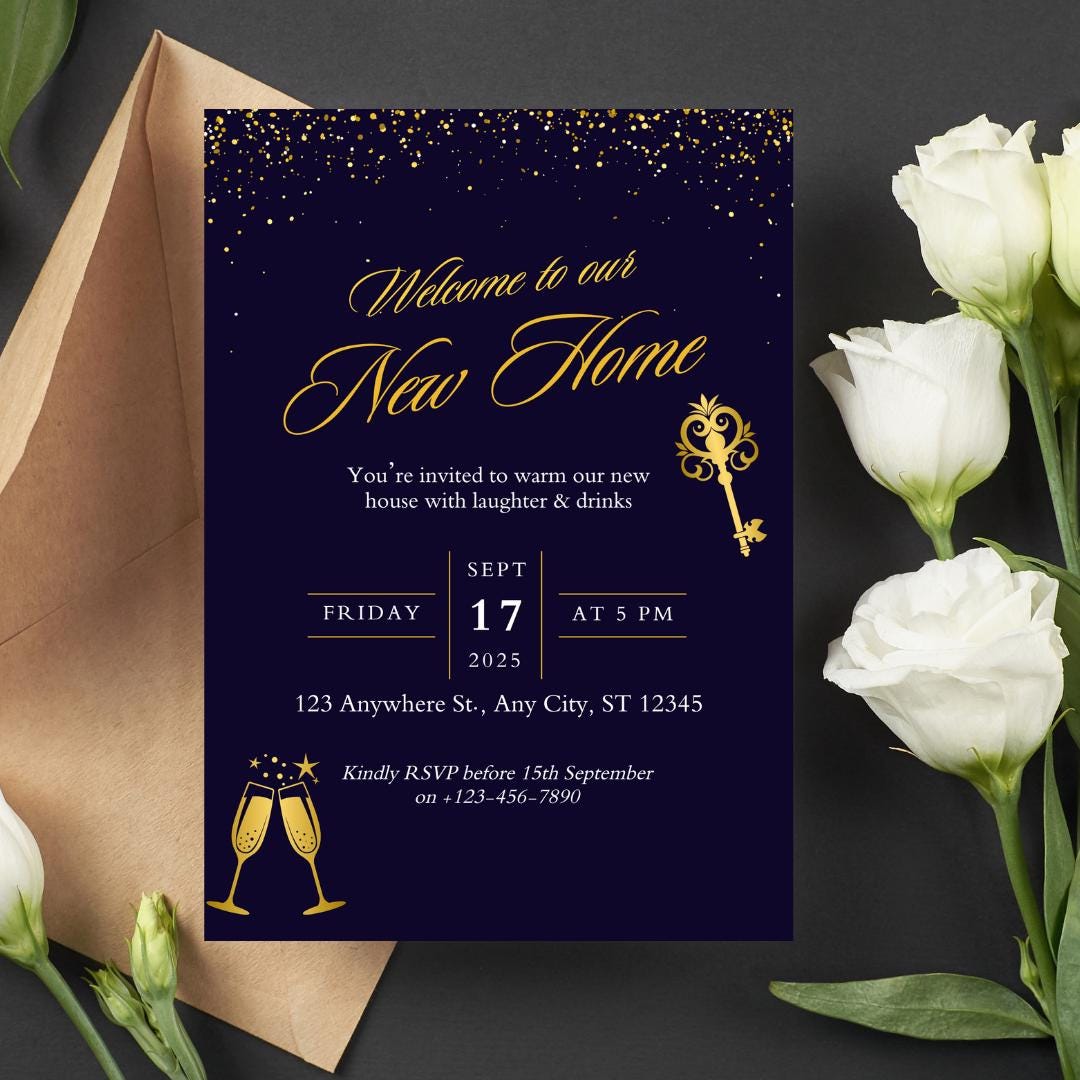 Elegant Housewarming Party Invitation | Editable Canva Template ...