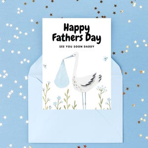 Carte de fête des pères heureuse from the Bump - Téléchargement numérique | faire-part de bébé cigogne | A bientôt papa | Révélation de grossesse imprimable