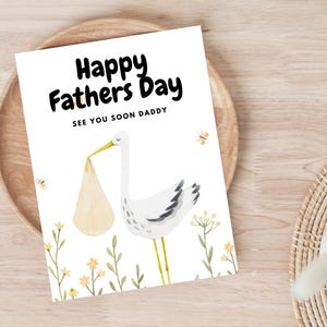 Carte de fête des pères heureuse from the Bump - Téléchargement numérique | faire-part de bébé cigogne | A bientôt papa | Révélation de grossesse imprimable