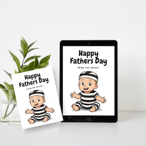 Carte de fête des pères numérique amusante : « Joyeuse fête des pères de l'intérieur ! | Téléchargement instantané pour les futurs papas