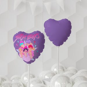 Saja Boys Heart-Shaped Balloon with STAY BOYS Design, Party Decor, Birthday Surprise, Event Balloons, Anime Fans, Celebration Decor