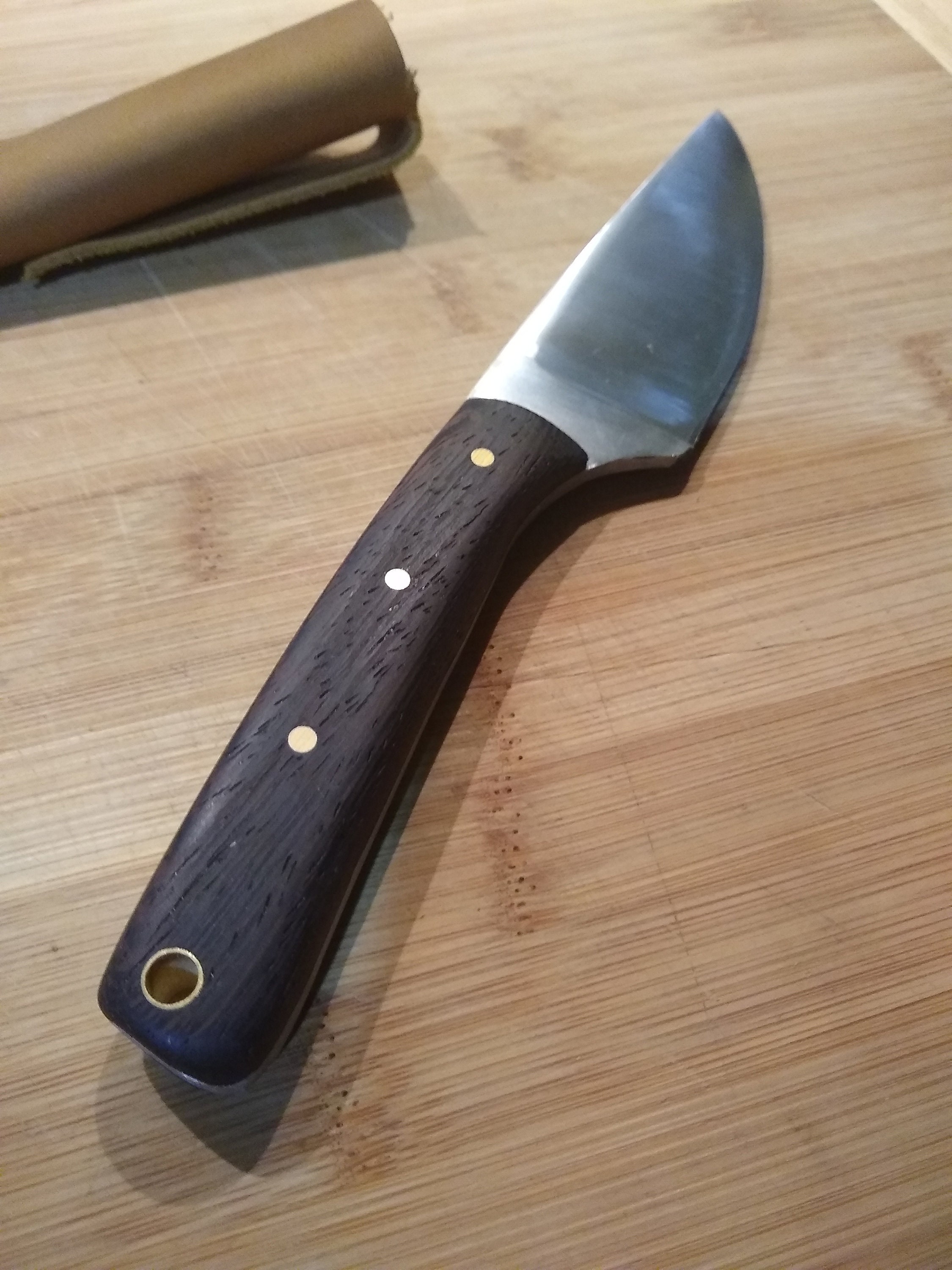 Custom hand knife wenge handle hand stitched leather Etsy