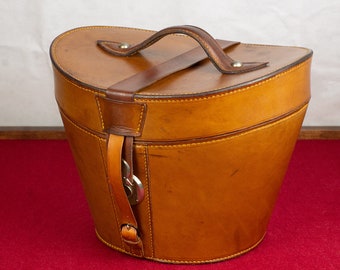 Antique edwardian leather top hat box