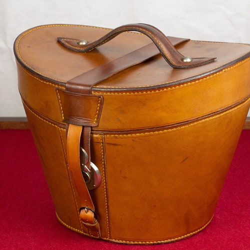 Antique Edwardian Leather Top Hat Box Etsy