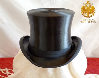 Chapeau haut de la soie édouardienne extra-haute et extra-large (fr) Taille 7 3/8 Royaume-Uni - 60 cm