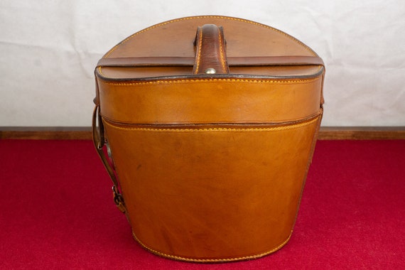 Antique edwardian leather top hat box - image 5