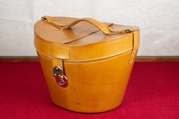Mint Condition Vintage Leather Top Hat Box - Etsy display picture 3