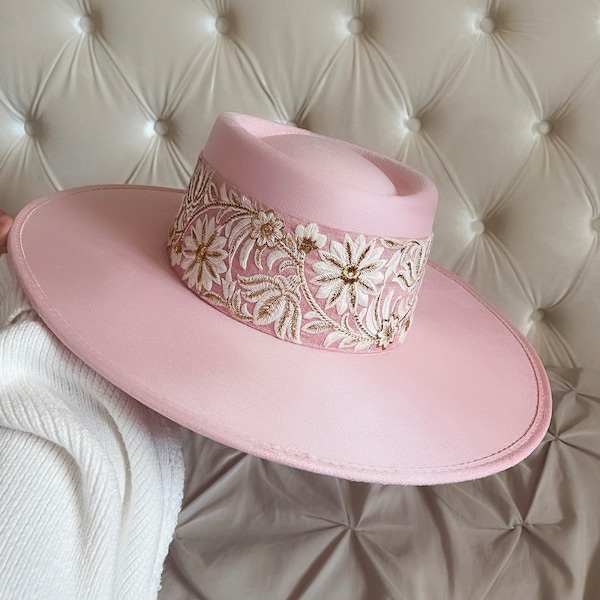 Boater Hat “HOPE” in cherry blossom
