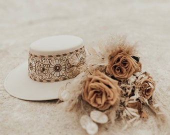 Boater hat &quot;Sofia&quot; in ivory