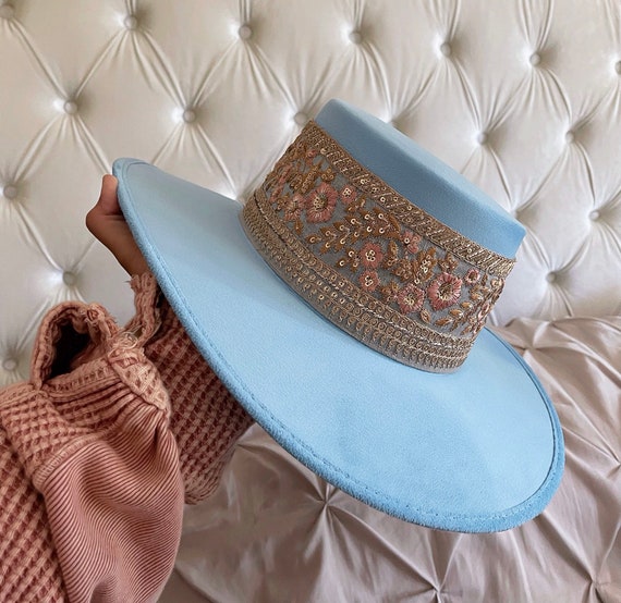 Boater Hat MIA in Sky Blue - Etsy Ireland
