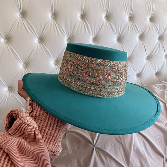 Boater Hat MIA in Teal | Etsy Canada
