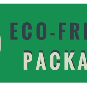 May include: Green and white globe graphic with the text "ECO-FRIENDLY PACKAGING" in dark blue letters on a green background.