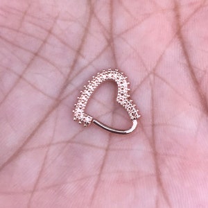 Rose Gold Heart Cartilage Ring/ Daith Ring/ Rook Ring