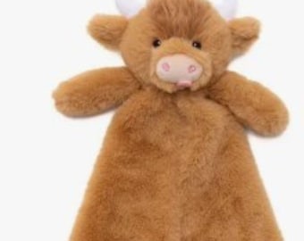 Personalized Highland Cow Plush Lovey – Baby Security Blanket