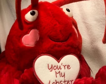Valentine Lobster Plush Jumbo personalized, customized, You're my lobster, Lobster stuffed animal embroidered, Crawfish, 24 inches