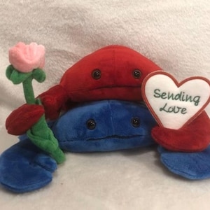 Cajun Crab Valentines Plush personalized, Mardi Gras, customized shellfish, Mother's Day gift, Happy Birthday, gift for her, gift for mom