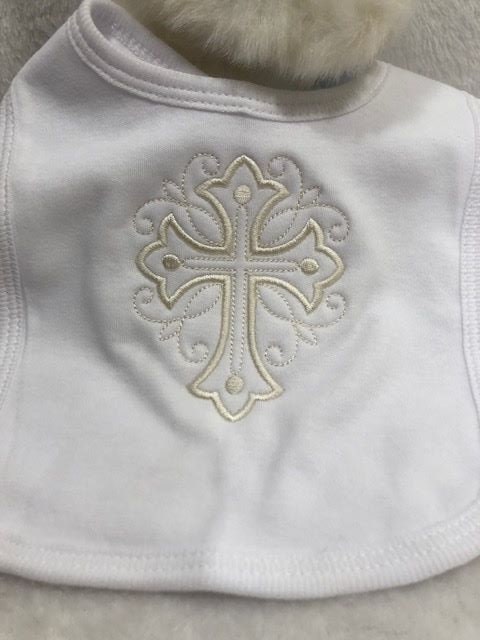 Personalized Baptism Gift Set – Embroidered Baby Bib, Burp Cloth & Plush Bear | Christening Keepsake for Boy or Girl | God parents