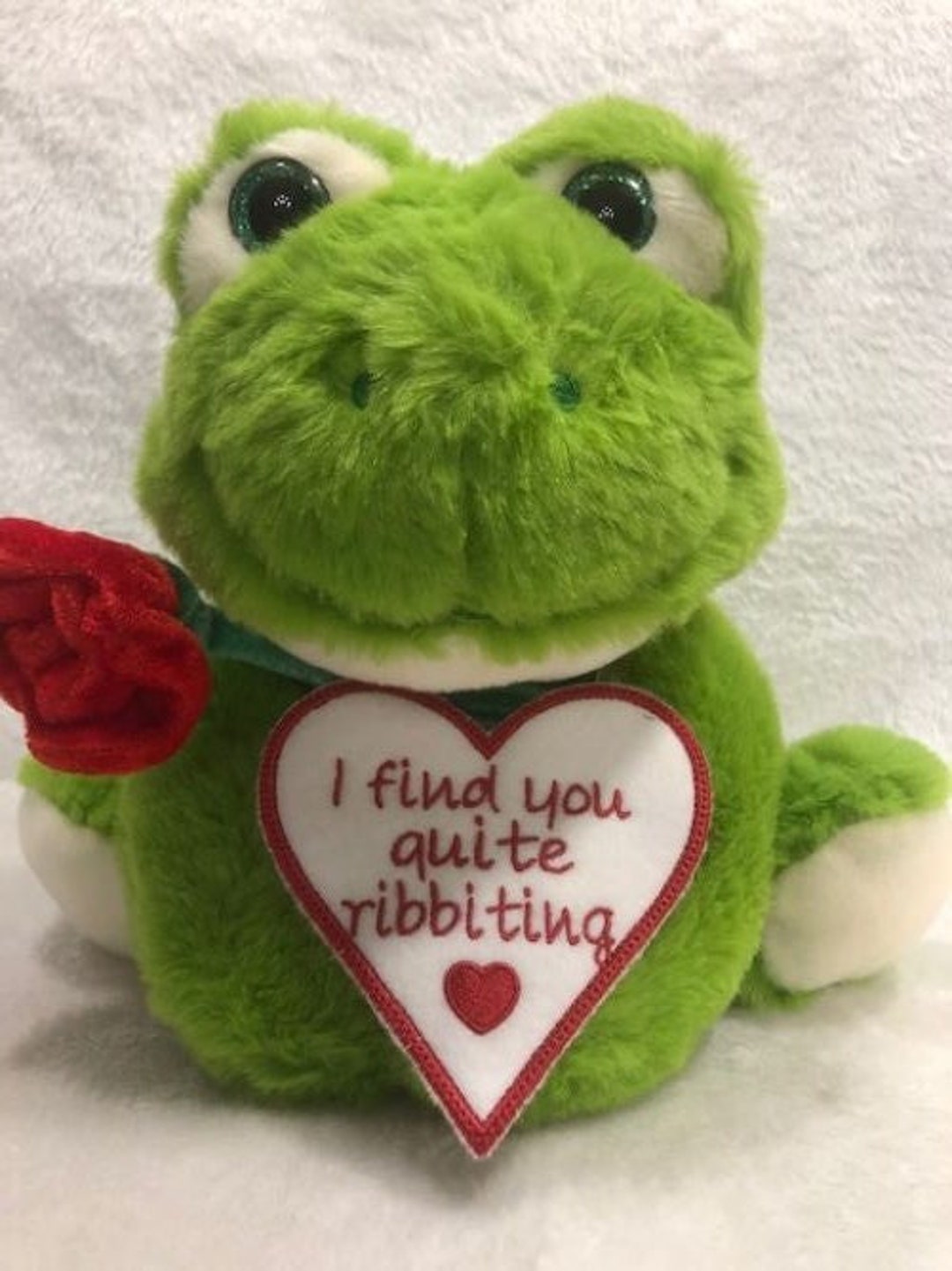 Valentine Stuffed Frog. Valentine Frog Plush, Gift for Him, Gift for ...