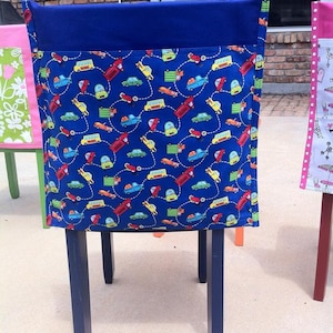 Seat Pocket Boy themed, Chair pocket, Chair bag, Seat Pocket for Preschool, boy, personalized, Dinosaur, trucks