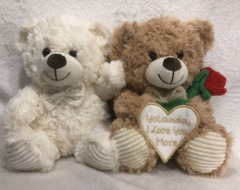 Teddy Bear Valentine Plush personalized, customized, Mother's Day gift, Teddy bear  embroidered, Valentine plush