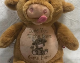 Personalized Highland Cow Plush – Love you Til the Cows Come Home Stuffed Animal – Farm Baby Shower Gift – Baby Keepsake – Nursery Decor Toy