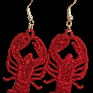 Crawfish Earrings, crawfish boil earrings, lobster earrings, crawfish jewelry handmade embroidered, New Orleans, Mardi Gras Earrings, FSL