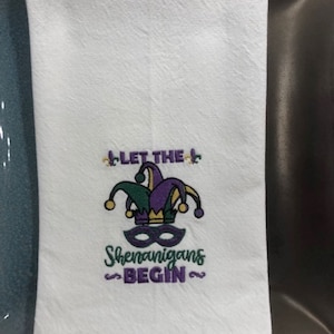 Mardi Gras Kitchen Tea Towel Let Shenanigan&#39;s Begin