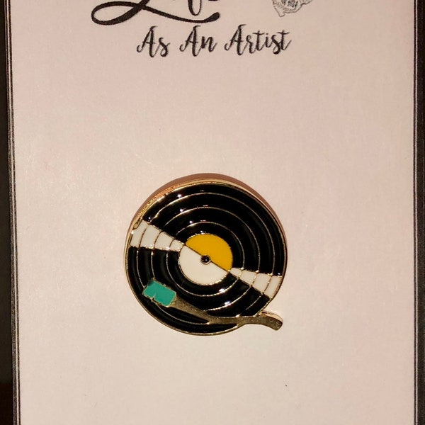 Record Player Pin | Badge | Music | Artist | Musician | Old School | Vinyl | Turn Table | Disc Jockeys