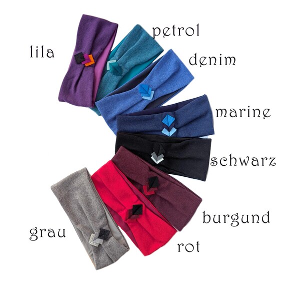 Damen Stirnband Merinowolle, Merinojersey, Innenfutter Baumwolle, Turbanstirnband