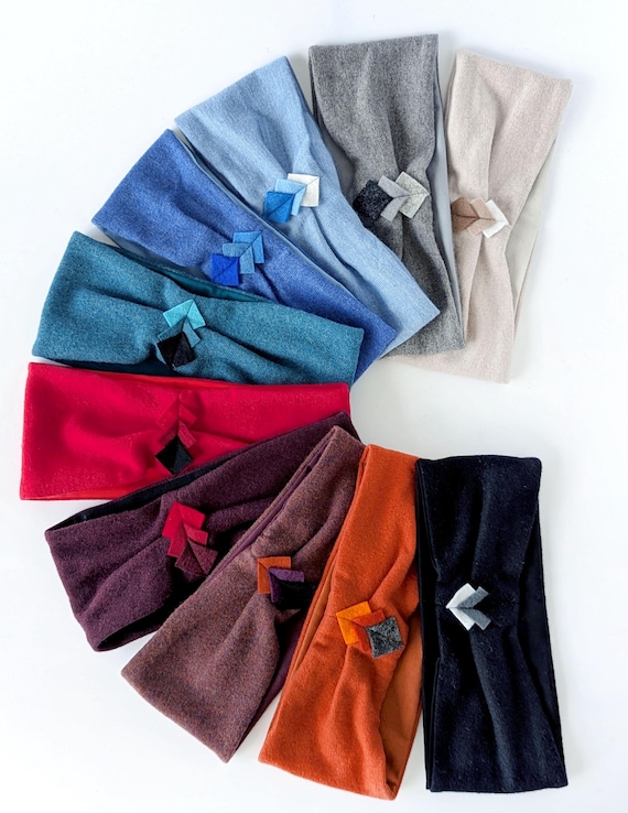 Damen Stirnband Merinowolle, Merinojersey, Innenfutter Baumwolle, Turbanstirnband