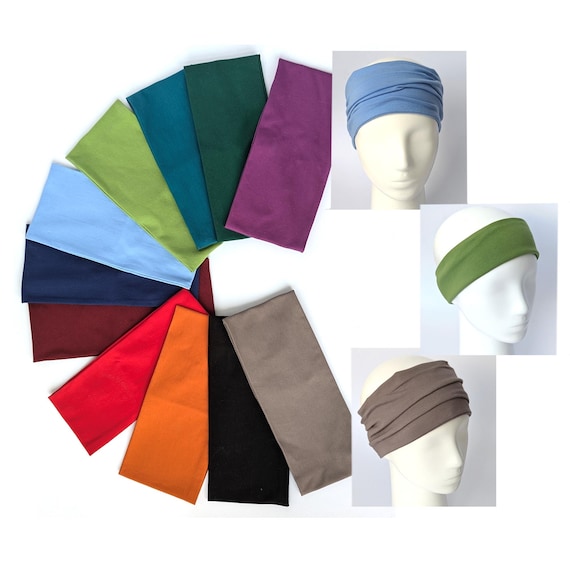 Breites Stirnband, Schlauchstirnband, Yogastirnband, Sportstirnband, U = 54 cm, sehr dehnbar, Baumwollstirnband