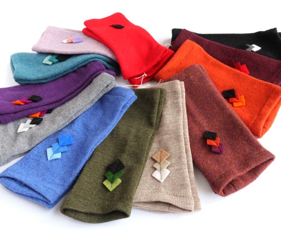 Handstulpen, Pulswärmer, Armstulpen, Merinowolle, Filzmosaik, Handwärmer