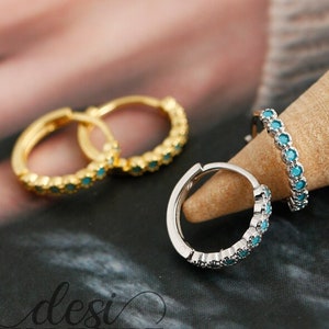 Turquoise Nose Ring, Hinged Nose Hoop, 18K Gold Nosering, Silver Nosering, Two Sizes, 6mm and 8mm, Perfect Gift for Her