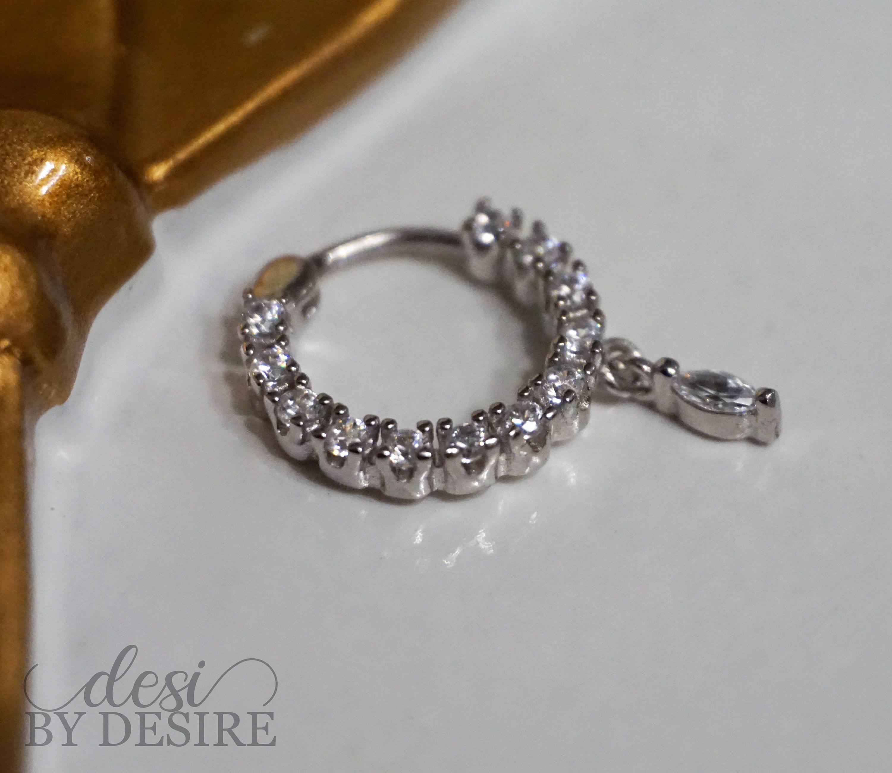 Crystal Hinged Dangle Nose Ring 8mm Indian Wedding Nath Etsy