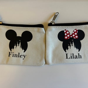 Disney Micky & Minnie coin purses| Personalised Purse | Money wallet | Holiday money zip wallet | Disney Purse.