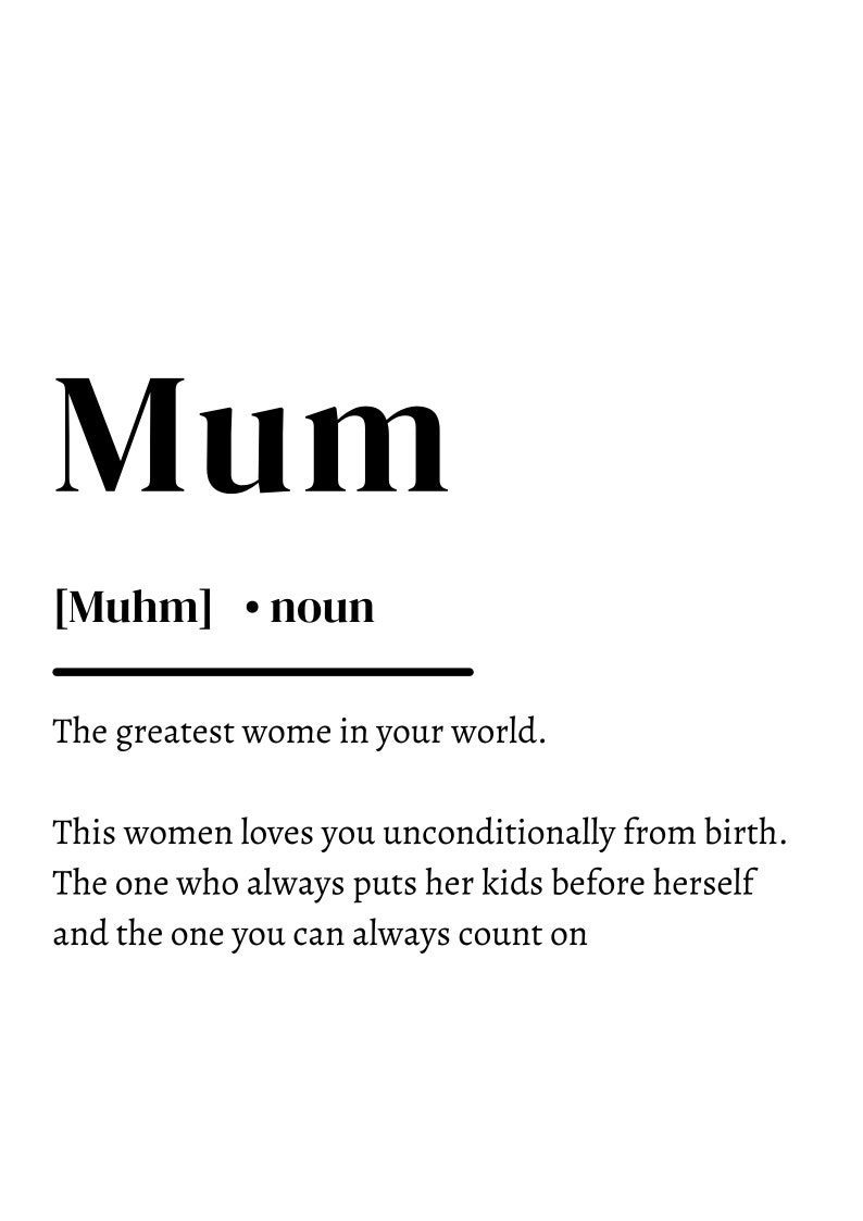 Mum Definition Digital Print. Download Etsy