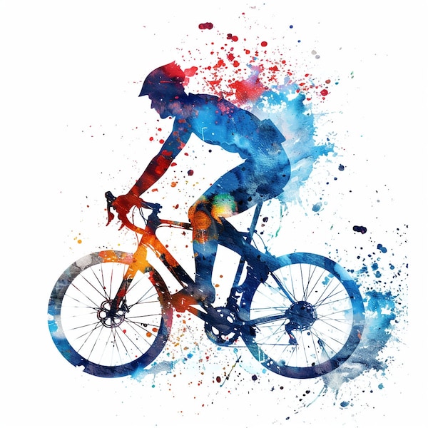 Road Bike Downloadable Art Work / Road Bikes / PNG / Multicolours / Cycling /Watercolour