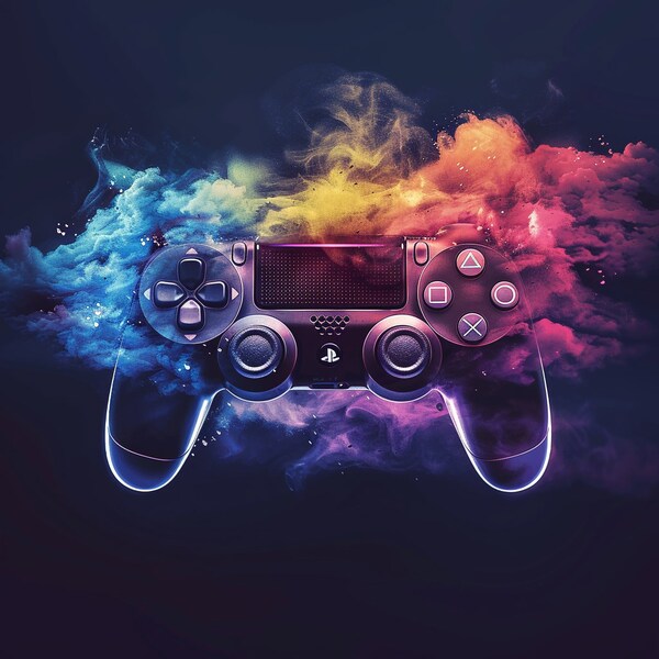 PlayStation handset/Remote downloadable png, PlayStation png, remote png, Colour explosion png