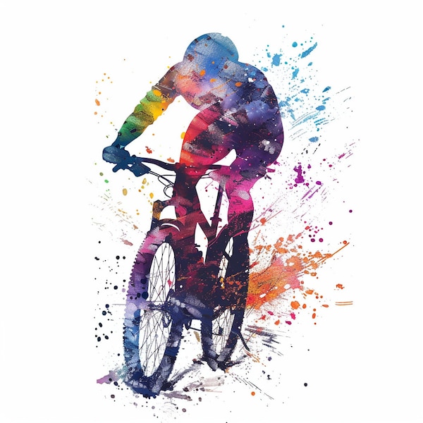 Mountain Bike Downloadable Art Work /Mountain Bikes / PNG / Multicolours / Cycling / Watercolour