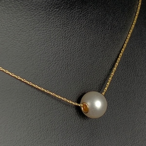 14K Gold Filled Floating Pearl Necklace: Creamy White Edison Pearl