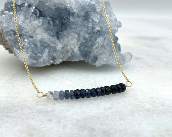 Sapphire Bar necklace, 14K Gold Filled Sapphire Necklace, Dainty Gemstone Bar Necklace, September Birthstone, Gift For Her