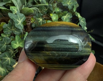 Blue Tiger Eye Palm Stone: Healing Crystal Gift, You Choose