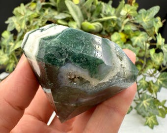 Moss Agate Diamond: Unique Crystal Decor, Choose Your Favorite