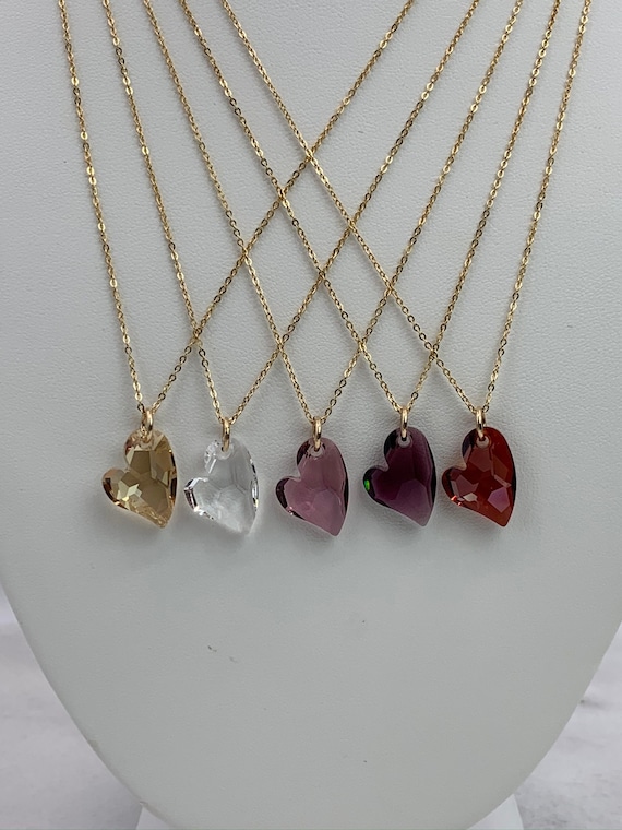 Heart Necklace Made with Swarovski(R) Crystal 14k Gold-filled Heart Necklace Made with Swarovski(R) Crystal 14k Gold-filled