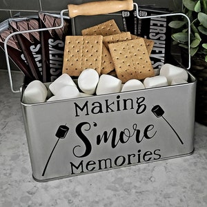 S'more Station Smore caddy yummy chocolate marshmallow graham crackers metal S'more caddy take your goodies to the fire pit to make S'mores!