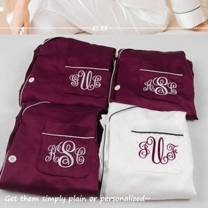 Personalized PJ Set, bridesmaid pajamas, long sleeve PJ shirt and pants, navy custom initial PJs, bridal party PJs, monogram PJs