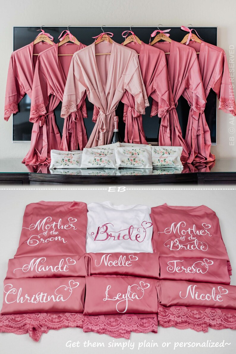 Burgundy robes Bridesmaid robes bridesmaid proposal Satin | Etsy
