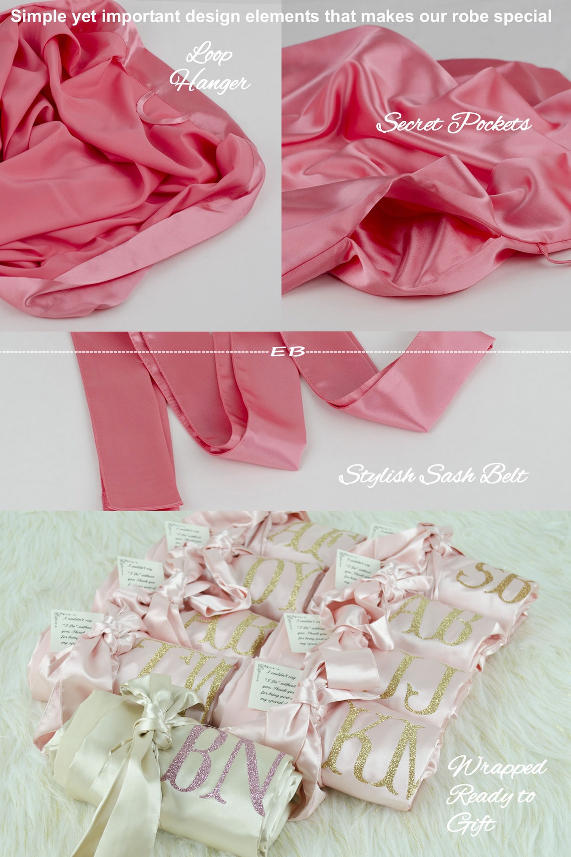 Flower Girl Robe Set of 4 Navy Silky Satin Robe Mother of Etsy