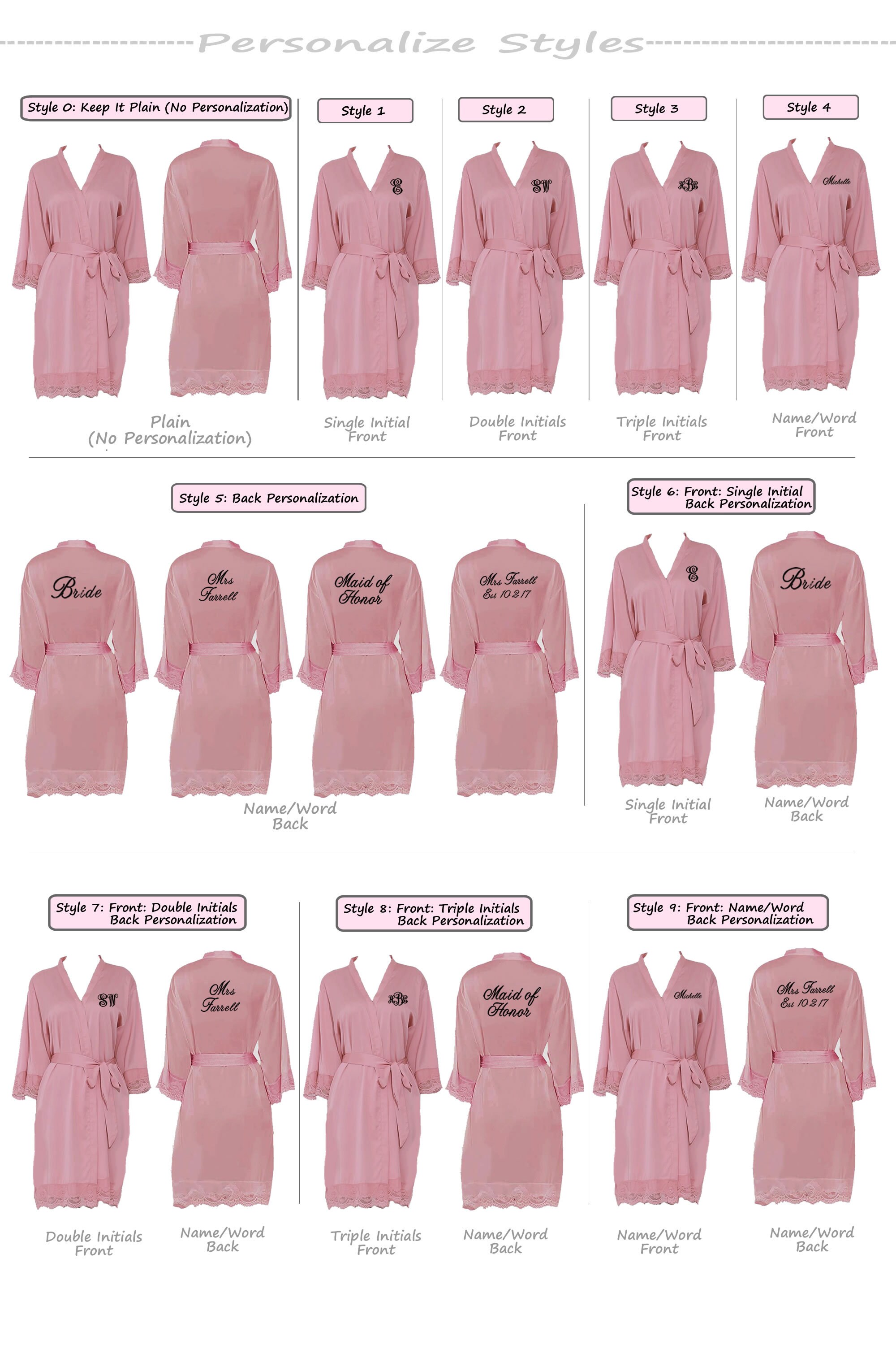 Hydrangea Blue Set of 7 Bridesmaid Robes Solid Satin Lace Etsy